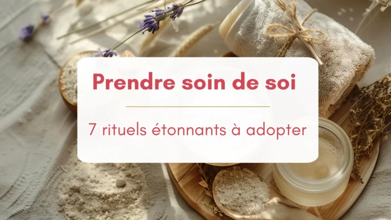 Photos de soins, poudres, plats en bois, fleurs, invitation à prendre soin de soi et à découvrir les rituels proposés dans cet article dédié.