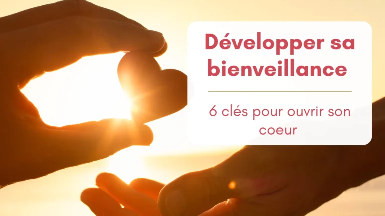 sur fond de soleil couchant, une main donne un petit cœur en relief à une autre main tendue. Illsutration bienveillance.