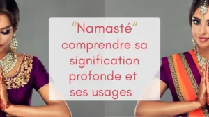 Une magnifique indienne en tenues traditionnelle colorée en soie fais le signe Namasté