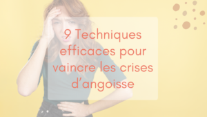 Une jeune femme grimace et se tort, se sent mal, fond jaune contrastant, illustration article "9 techniques efficaces pour vaincre les crises d'angoisse