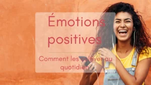 Une femme rit aux éclats en écoutant de la musique, elle cultive des émotions positives