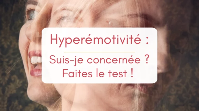 Portrait en gros pplan d'un visage de femmes passant par différentes émotions extrêmes, illustration de l'article "hyperemotivité, fates-le test"